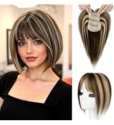 REECHO Human Hair Toppers with Bangs, Thick Hair Volume Topper Hairpiece for Women Real Human Hai...