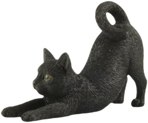JFSM INC. Black Cat Stretching Figurine – Mini Resin Sculpture – ...