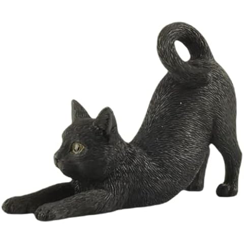 JFSM INC. Mini Black Cat Stretching Hand Painted Figurine - Holiday Stocking Stuffer - Gifts for Cat Lovers - Home Decor for Cat Lovers Cover