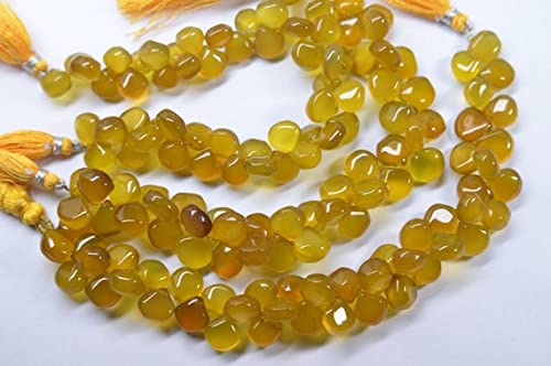 Perles Calcédoine Jaune Cœur 9-10mm pour Créer vos Bijoux Bohèmes d'Été