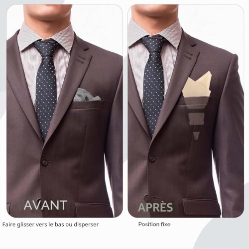 WLLHYF Lot de 2 porte-mouchoirs pour homme pour mariage, smokings, costumes, dîner, vestes, mouchoirs de poche pour homme, Noir , NO – vue 5