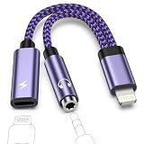 【2026新登場】GAEF Lightning-3.5MM変換アダプター 2in1 急速充電+音楽同時 充電しながらイヤホン iPhone イヤホン変換アダプタ MFi認証 搭載24bit/48KHz Hi-Fi音質 高耐久ナイロン 分歧 lightning イヤホン 変換 二股ケーブル iPhone14/13/12/11 MAX/XS/X8/8plus/7/6/SE3適用 【通話不可】紫色