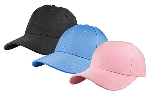 Image of Gelante Plain Baseball Cap Adjustable Back Strap 3 PC
