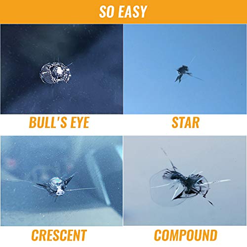 Upgraded Windshield Repair Kit – Premium Repair Resin Vehicle Windshield Crack Repair Tools for Fix Auto Glass Windshield Crack Chip Scratch Nicks Half-Moon Bulls-Eye Star-Shaped