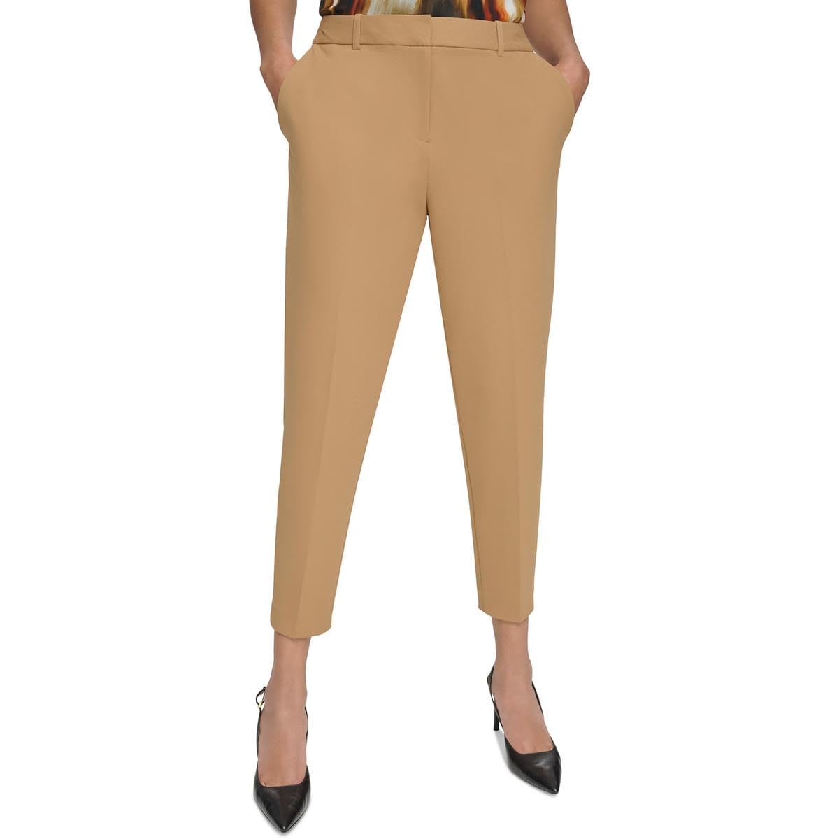 Calvin Klein Womens Solid Ankle Pants Tan 14