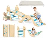 7-in-1 Montessori-Pikler-Dreieck-Set mit Kissen, Rutsche und Kletterbogen