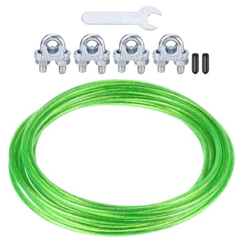 PATIKIL Plastic Coated Clothesline, 1/4"x20ft Steel Core Clothes line Metal Cable & Wire Rope for Drying Clothes Outside Hanging