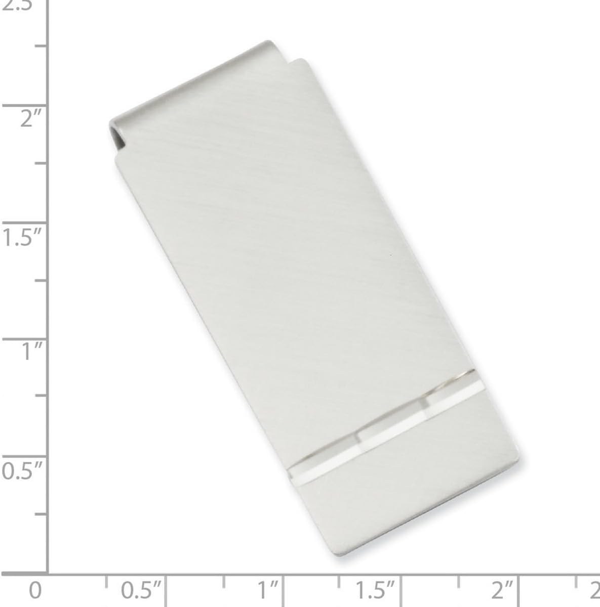 JewelryWeb Solid Satin Polished back Rhodium Plated Florentined Brushed Hinged Money Clip 50x23mm Wide Money Clip for Men