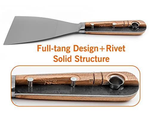 Rollingdog 4Pc Putty Knife Scrapers - Stainless Steel Spackle Knife Set With Laser Engraved Wood Handle For Scrapering,Drywall Repairs And Spreading(1",2",3",4") #TOP3