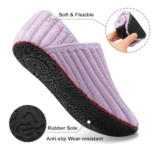 Image of Fires Womens Mens Slippers with Rubber Sole Soft-Lightweight House Slipper Socks Around House Shoes Non Slip Indoor /Outdoor