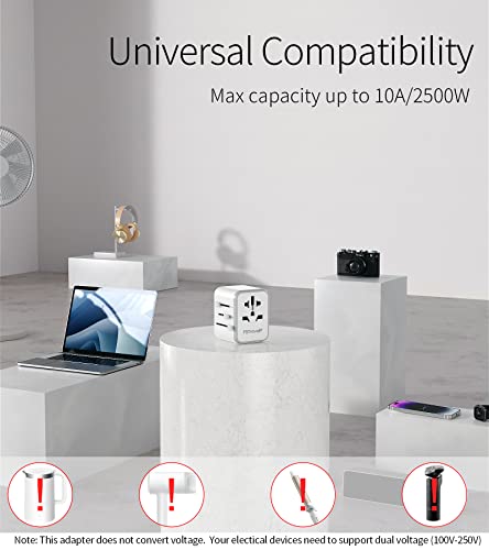 Worldwide Travel Adapter with USB, FSTravelP Universal Plug Adapter with 2 USB & International AC Socket, Dual 10A Fuses, All In One Travel Plug Adapter Worldwide for USA UK EU AU CN 150+ Countries - Image 6