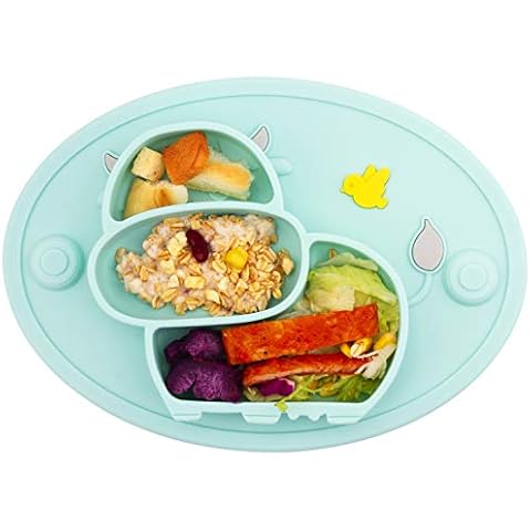 ivided Toddler Plates - Portable Non Slip Suction Plates Placemat for Children Babies and Kids BPA Free Baby Dinner Plate Bowl Cover