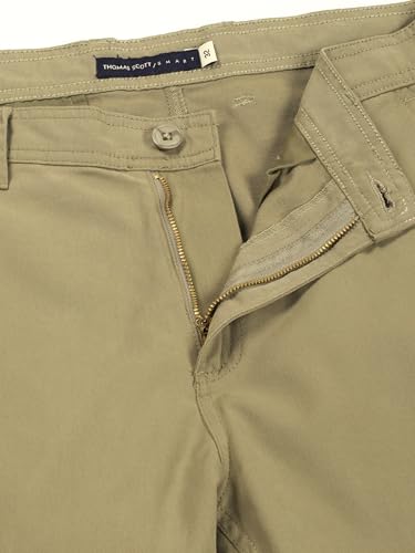 Image of Thomas Scott Men's | Solid | Light Weight | Breathable Fabric | Mid Rise | Regular Fit | Cotton Blend | Button Waist | Chino Trouser | Pants