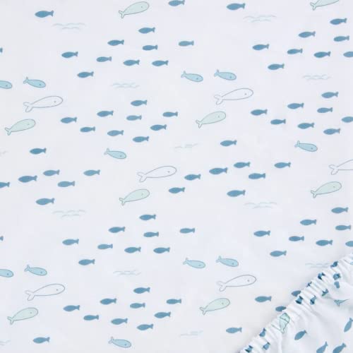 Image of Trend Lab Sea Babies Cotton Fitted Crib Sheet Set for Baby Nursery, Fits Standard Crib Mattress 28 in x 52 in, Fully Elasticized, 8-inch Pockets