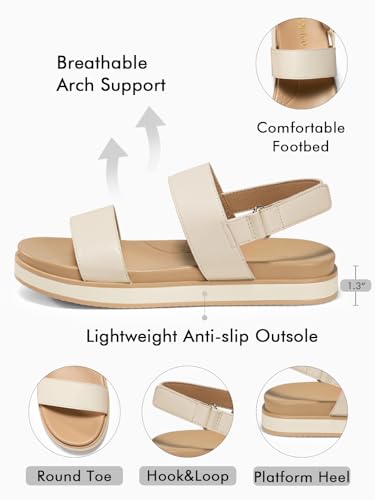 Image of Coutgo Women's Arch Support Adjustable Strap Flat Sandals | Casual Sandals
