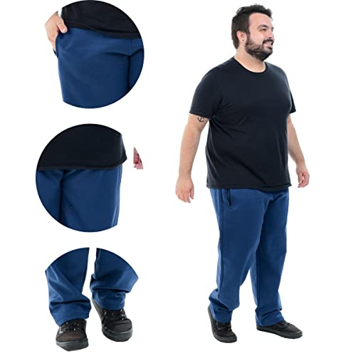 Calça Masculina Plus Size Em Moletom Reta Com Bolsos (G1, Azul Marinho)