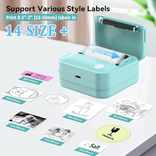 Image of Label Maker Machine with Tape - Bluetooth Thermal Label Printer, Mini Sticker Maker for Home,Office,Organization, Portable Sticker Printer Print Pod for Phones