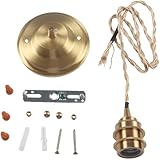 Bieye CC04 Vintage Brass Ceiling Pendant Light, Antique Electroplated Hanging Light Fixture with 4FT Cord, for Dining Room, Kitchen Island, Living Room