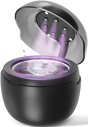 Nettoyeur Ultrasons, 50kHz Dental Pod, 250ML Ultrasonic Cleaner, Nettoyant Ultrason avec 6 UV Lampe pour Prothèses Dentaires, Gouttière Dentaire, Retainer,...