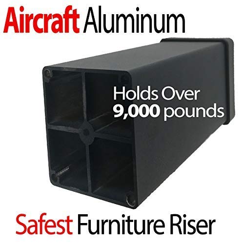 Iprimio Aluminum Bed Risers - Heavy Duty Metal, 5 Inch Lift, 4 Pack, Up To 9,000Lbs - Bed Raising Blocks, Furniture Risers - Tall, Safe, Sturdy Bed Lifts For College Dorm, Couches, Bed Frame Riser #TOP2