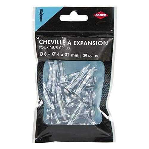 COGEX 85234 Cheville parapluie métallique, Gris, Set de 20 Pièces