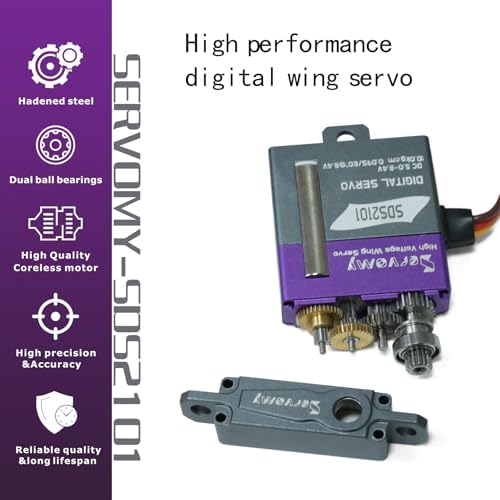 SERVOMY-SDS2101-21G 8mm Ultra-Thin Micro Wing Servo Coreless Motor 10Kg 0.08s/60° 8.4V Metal Gear Aluminum Case 15T Horn 180° Digital Servo Gliders - 3