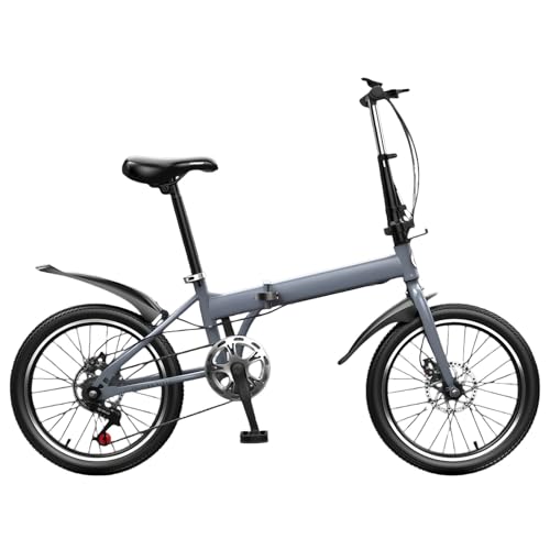 Bicicleta Plegable De 20 Pulgadas con 7 Velocidades,Se Pliega Fácilmente En 10 Segundos. El Cuadro Está Fabricado En Acero Al Carbono Reforzado, Ideal para Excursiones Al Aire Libre. Gray,20in