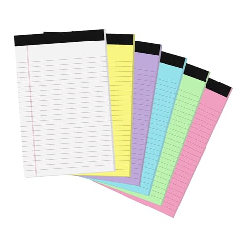 Thboxes 6 Packs Legal Pads 5x8, Totally 180 Sheets Colored Legal Pads 5x8 College Ruled Writing Pads Small Note Pads 30 Sheets/Pad Tablets Lined Notepad for School, Office, To-Do Lists