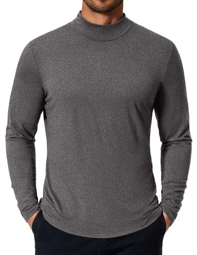 COOFANDY Mens Mock Turtleneck Long Sleeve Shirts Solid Color T