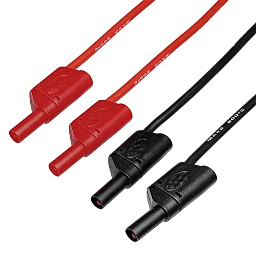 Image of CESS-212 Safety Banana Cable - 2 Pairs, 3 Feet Length, 12 AWG Soft Silicone, Male to Male Test Leads, Tinned Copper Wire for Secure Electrical Testing