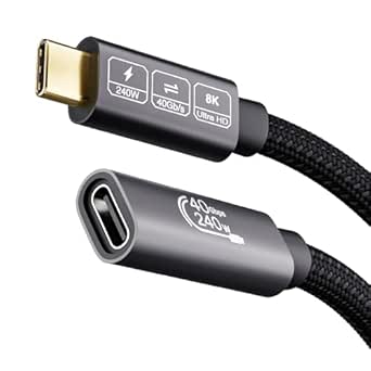 EUDOBEL 240W USB C Verlengkabel 0,5m,USB C 3.2 Gen2x2 Verlengkabel 20Gbps, USB Type C Verlengkabel 4K@144Hz 5K@60Hz Mannelijk naar Vrouwelijk voor Thunderbolt 4, iPhone16,iPhone15,Switch,MacBook,VR