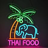 JOMOBUTY Thai Food Neon Sign for Wall Decor LED Light up Sign Home Kitchen Thailand Restaurant Business Signage Southeast Asian Food Shop 16.1' x 12.6' Led Art Hanging Decorative Gifts