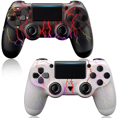 KDYGPDCT 2 Pack Wireless Controller for PS4 / Pro/Slim & PC，with 2 USB C Cable - Black & White Cover