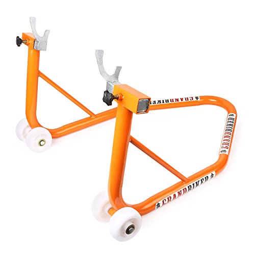 Image of Grandbiker Universal Rear Paddock Stand with Spool Lifting Holders Only for KTM,Yamaha,Kawasaki,BMW,TVS,Bajaj,Hero,Mahindra,Triumph Street etc (Orange)