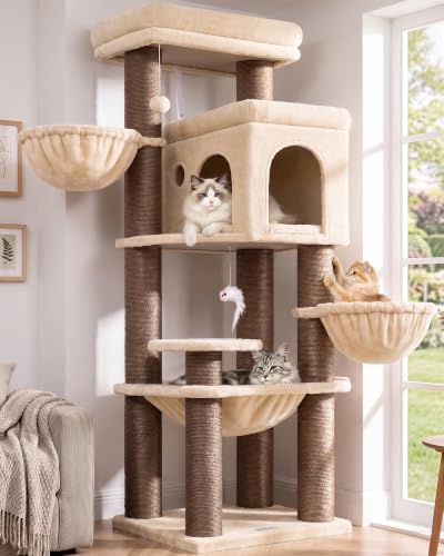 Image of Globlazer Cat Tree Tower with 12 Extra-Thick Full-Sisal Scratching Posts