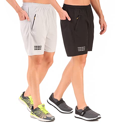 Image of SKELTON Sports Shorts for Men, Sports Shorts for Gym |Sports |Running | Dry Lightweight with Zipper Pocket | Pack of 2 |
