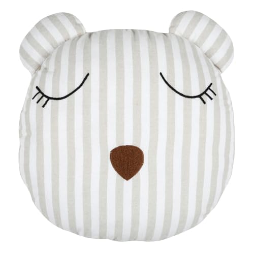 Lovely Casa – Cojín a rayas con forma de oso de algodón natural, 35 x 35 cm