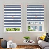 Motorized Zebra Blinds with Remote: Canisteo Automatic Shades for Indoor Windows Work with HomeKit,Alexa, 90% Blackout Light Filtering Horizontal Blinds, Customized for Home Office, Haze Blue