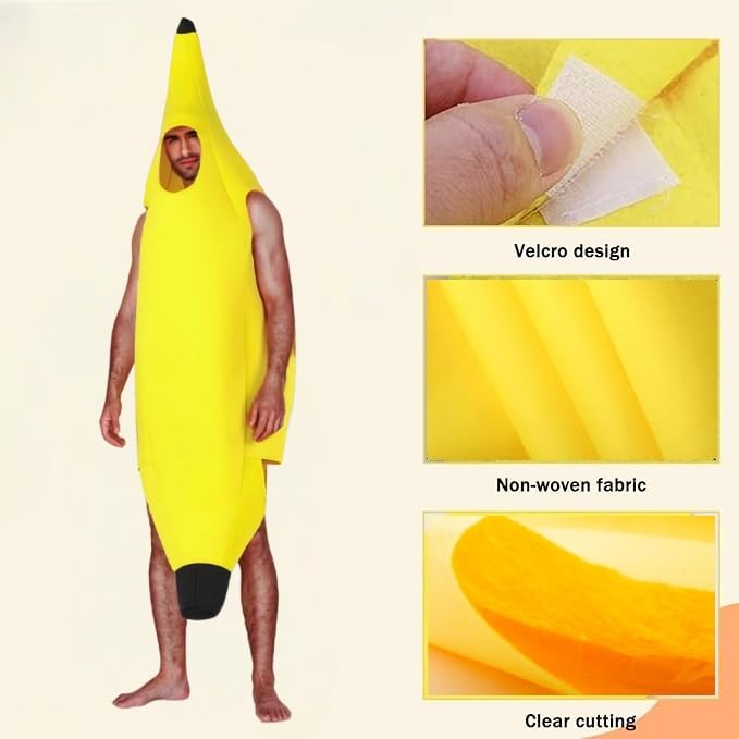 EYWILYWI Adult Banana Costume,Hilarious Yellow Banana Jumpsuit, Lightweight Comfortable Unisex Outfit for Halloween Parties - Image 3