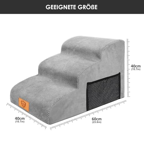 Zvonema Der Grau Wasserdicht Plüschbezug für 3-Stufen-Hundetreppen(Kein Schwamm)