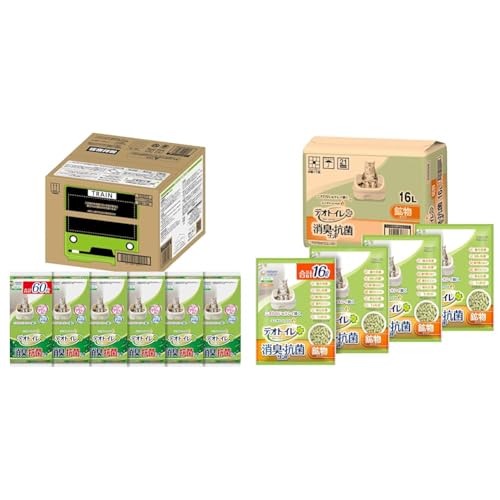 【セット買い】【Amazon.co.jp限定】 デオトイレ 猫用 シート 消臭・抗菌シート 60枚(10枚×6袋) おしっこ ペット用品 ユニチャーム + 【Amazon.co.jp限定】デオトイレ 猫用 サンド 飛び散らない 消臭・抗菌サンド 16L(4