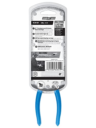 Image of Channellock Needle-Nose Pliers E318 - Long Nose, High Carbon Steel, Blue Handle - 8-Inch Combination