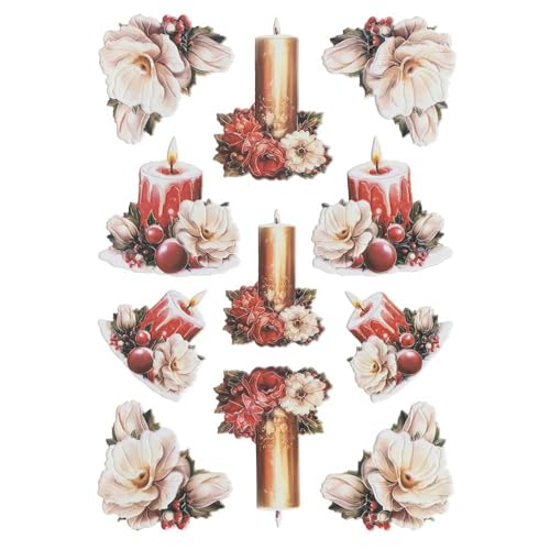 Ideen mit Herz Sticker sheet 3D relief stickers, high-quality embossed with 3D effect, DIN A4 sheet with different motifs (Christmas candles 04)