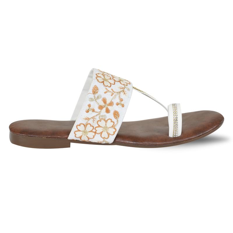 Image of DFR Flip Flops for Women Daily Use Comfortable Ethnic Embroidered Girls Slippers flipflops chappals