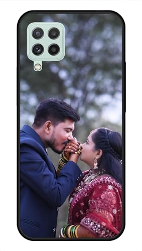 Image of NDCOM for Customised Samsung Galaxy A22 Back Cover | A22 4G Phone Case | Samsung A22 Mobile Cover DIY Personalised Photo Design | Customized Gift Custom Text Name Printed Glass Case