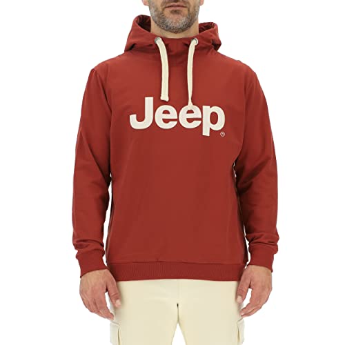 JEEP O102716-R760 Felpa con Cappuccio J Stampa Grande J23S Uomo Red Ochre/Almond XL