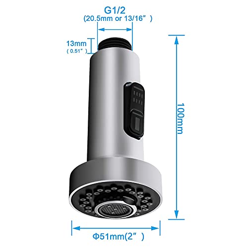 Beati Kitchen Faucet Sprayer Head Replacement Parts,Pull Out Down Kitchen Sink Faucet Nozzle Spout Head 2 Functions,Chrome Finish #TOP1