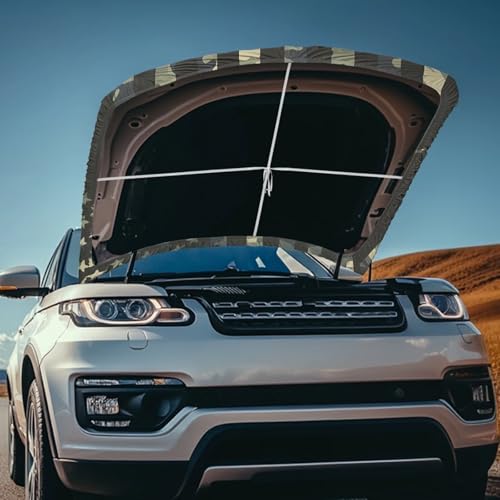 Image of Camo American Flag Car Hood Covers for Automobiles, Elastic Fabric for Car Hood Decoration and Protection, Can be Washed Camouflage Hunting Flag Auto Accessories