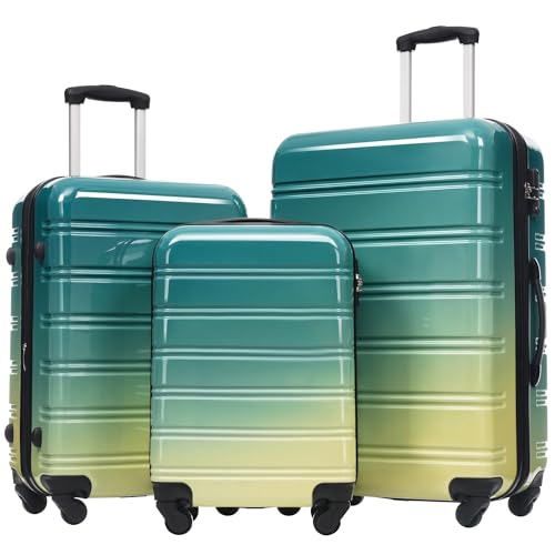 Gradient Color 3 Piece Luggage Set PC Expandable Hardside 360° Spinner wheels With Lock Suitcase Lightweight 20