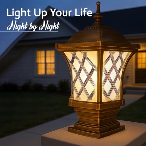 Image of GIGAWATTS Express Outdoor Gate Light - 101% Rust & Waterproof Die-Casting Aluminium Exterior Piller Lamp Base Mount for Garden, Boundary Walls & Home Entrances (B22 Holder, Bulb Not Included, Gold)